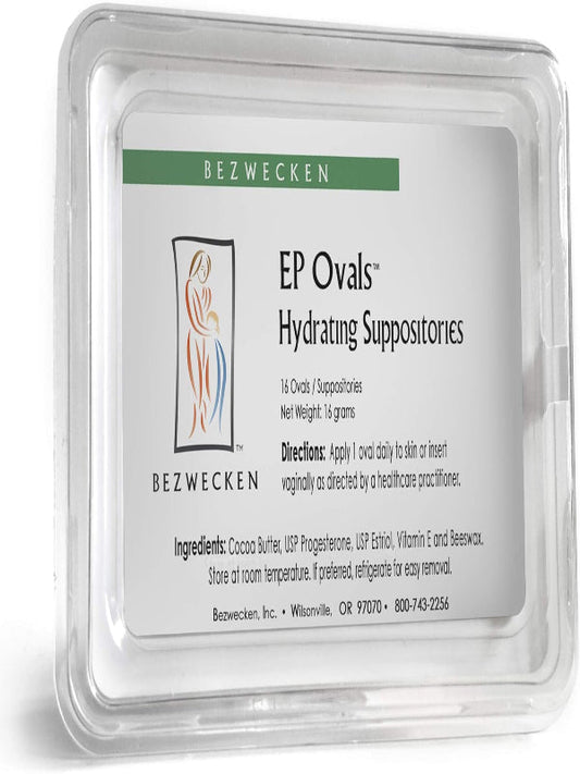 Bezwecken E.P. Ovals – 16 Oval Suppositories - Professionally Formulated to Alleviate Vaginal Dryness in Menopausal Women - Unique Blend of Progesterone & Estriol - Natural Vaginal Lubrication Nirvana Guru