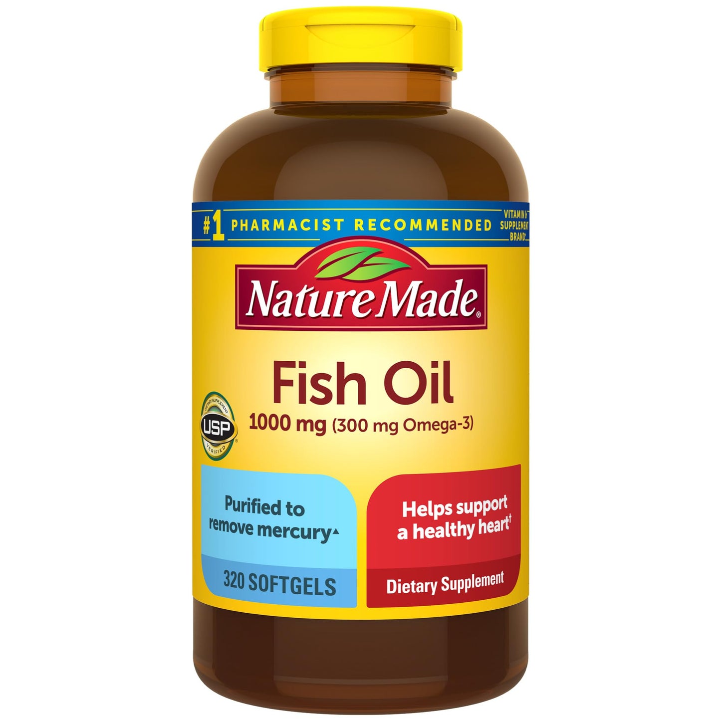 Nature Made Fish Oil Omega 3 Supplements, 1000mg Softgels, Omega 3 Fish Oil for Healthy Heart Support, 250 Softgels, 125 Day Supply - Nirvana Guru