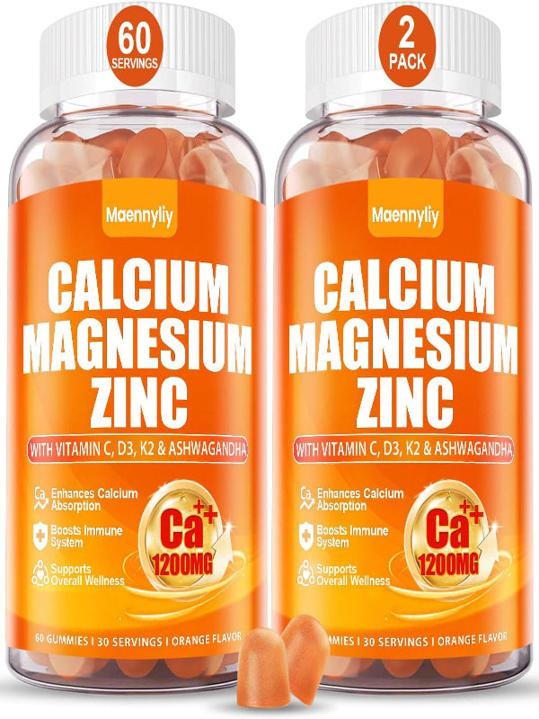 Calcium 1200 mg with Vitamin D3 Gummies for Adults - Calcium Citrate with Vitamin D3 K2, Magnesium, Zinc, Boron, Copper and Ashwagandha - Extra Absorption Calcium Supplement for Women Men Nirvana Guru