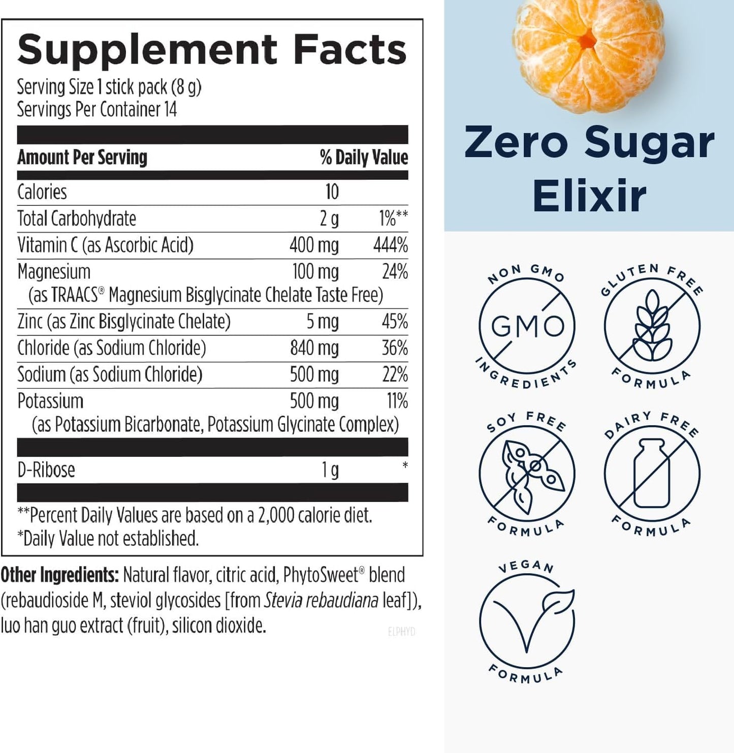 Designs for Health ElectroPure Hydration Packets - Clementine-Flavored Electrolytes Powder, No Sugar - Drink Mix Packets with Vitamin C, Magnesium + Zinc - Hydrate + Replenish (14 Stick Packets) Nirvana Guru