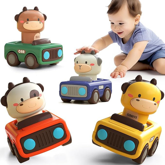 iPlay, iLearn Press to Go Car Toys for Toddlers 1-3, Baby Animal Racing Cars, Infant Play Vehicle Set, Baby Push Go Friction Car Toys for 6-9-12-18 Months, 1st Birthday Gifts for 1-2 Years Old Boys nirvanaguru
