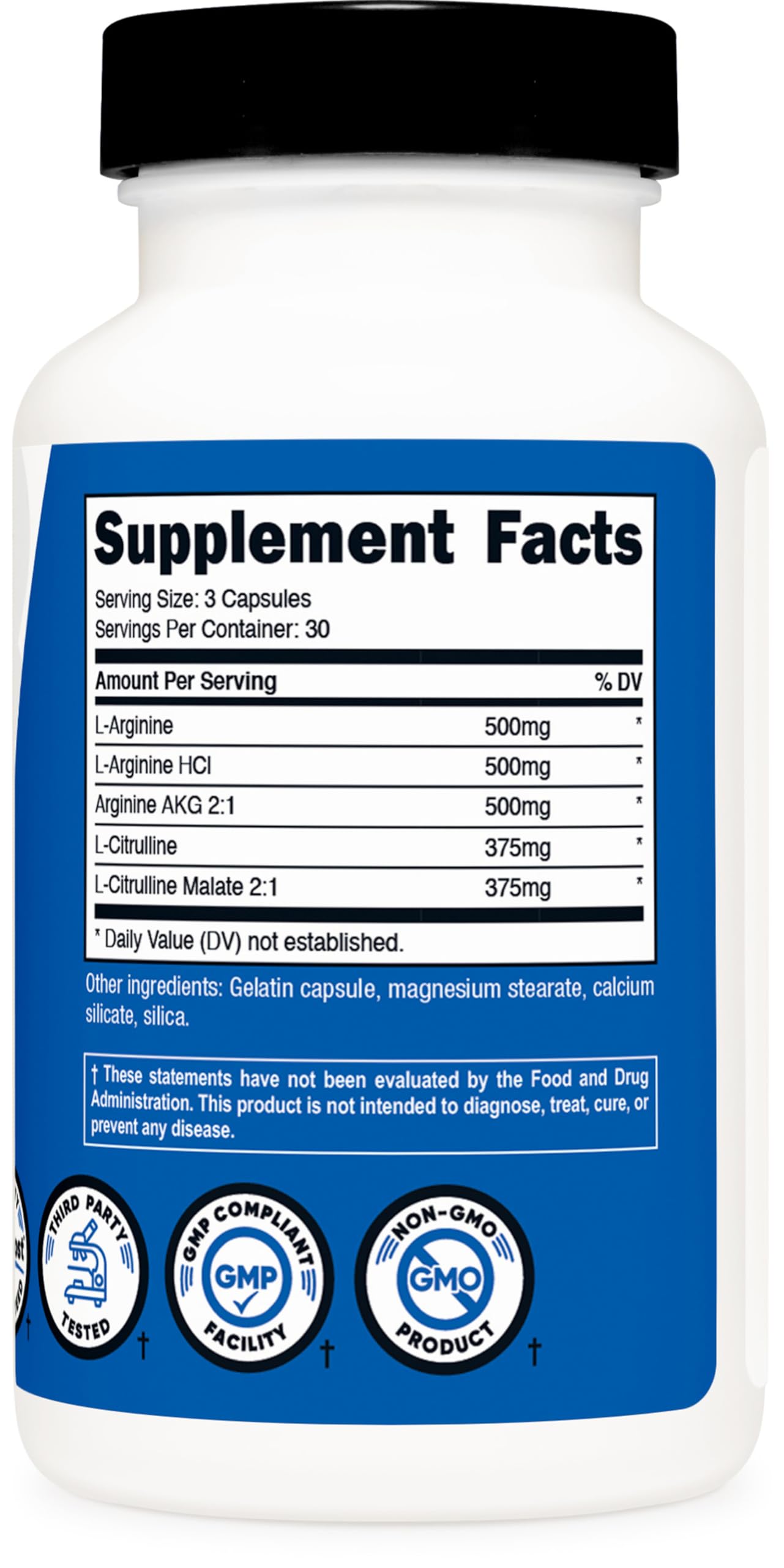 Nutricost Nitric Oxide Booster 2250mg, 180 Capsules - 750mg Per Casule, 60 Servings - Gluten Free and Non-GMO