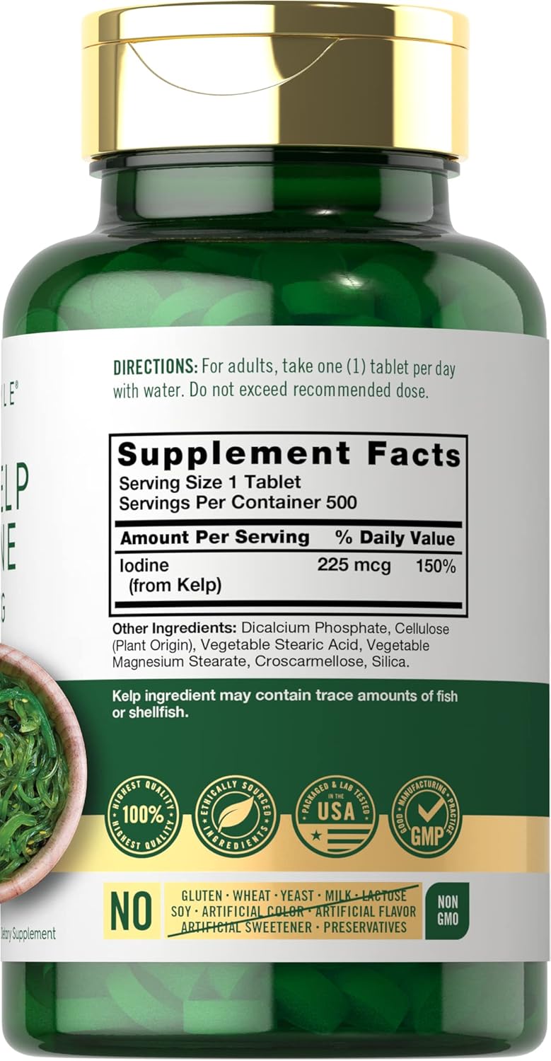 Carlyle Sea Kelp Iodine Supplement | 225mcg | 300 Tablets | Non-GMO, Gluten Free | Traditional Herb Supplement Nirvana Guru