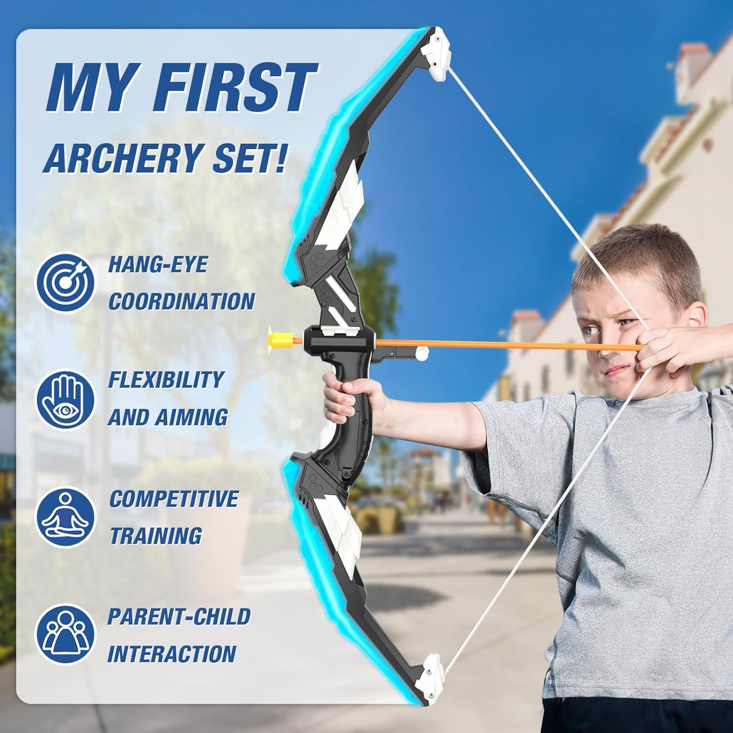 2 Pack Bow and Arrow for Kids, LED Light Up Archery Set with 24 Suction Cup Arrows, 1 Standing Target, 6 Score Targets & 2 Quiver, Indoor Outdoor Sport Gifts for Boys Girls Ages 4-8 Nirvana Guru