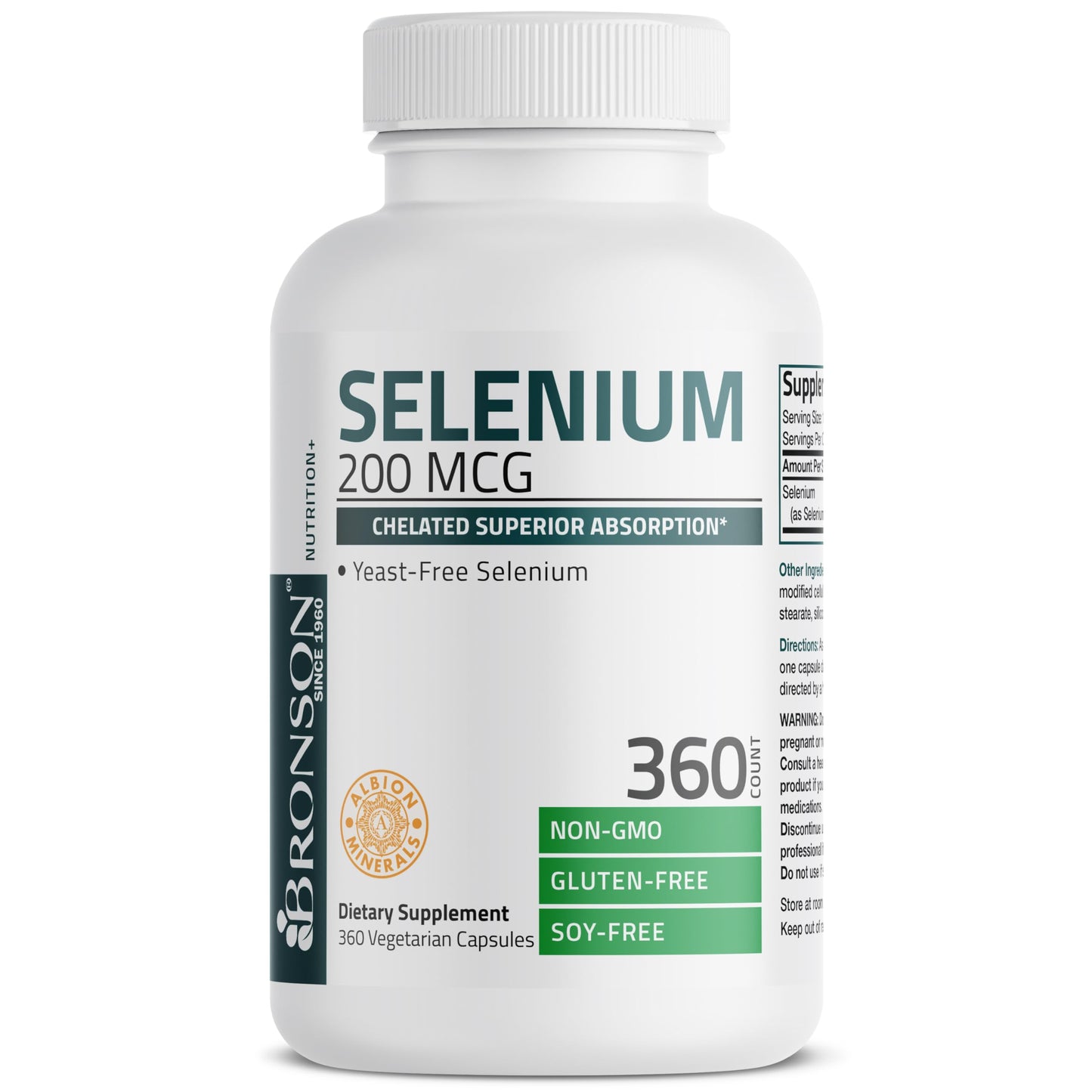 Bronson Selenium 200 mcg – Yeast Free Chelated Amino Acid Complex - Essential Trace Mineral with Superior Absorption, 250 Vegetarian Capsules Nirvana Guru