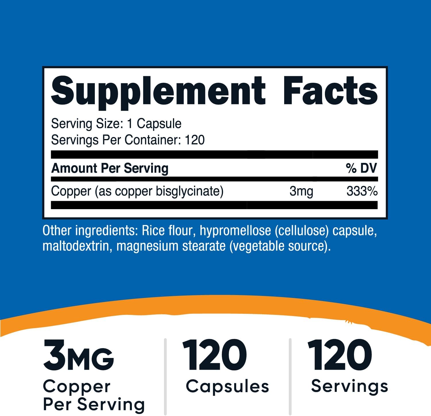 Nutricost Copper Glycinate Capsules (120 Capsules, 3MG Copper per Serving) - Non GMO, Vegan Nirvana Guru
