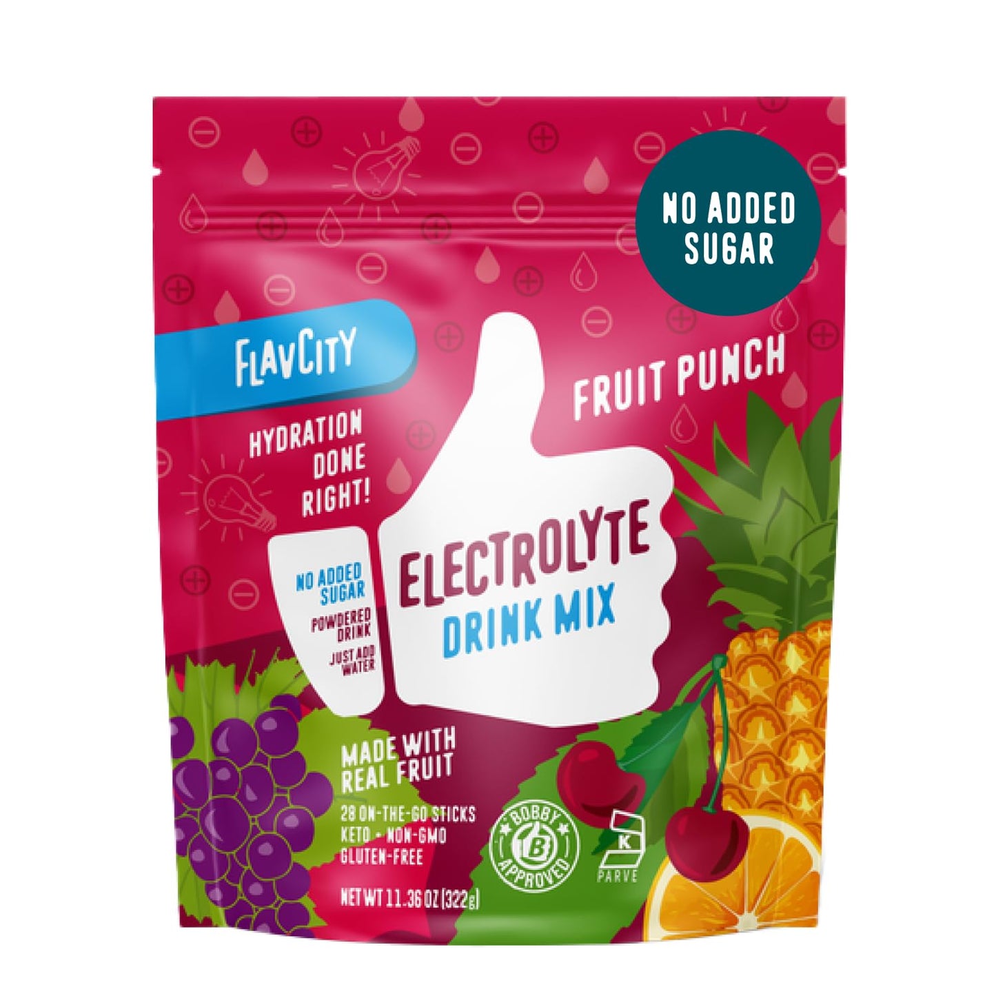 FlavCity Electrolytes Powder Packets - 28 Hydration Packets, Variety Pack - No Added Sugar - Hydration Powder with Real Fruit & Unrefined Sea Salt - Keto & Gluten-Free (28 Stick Packs) Nirvana Guru