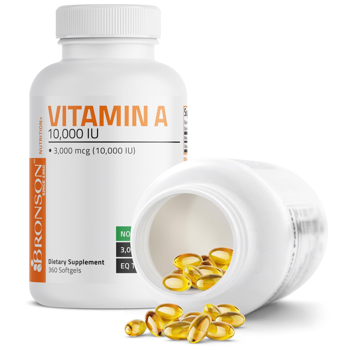 Bronson Vitamin A 10,000 IU Premium Non-GMO Formula Supports Healthy Vision & Immune System and Healthy Growth & Reproduction, 250 Softgels Nirvana Guru