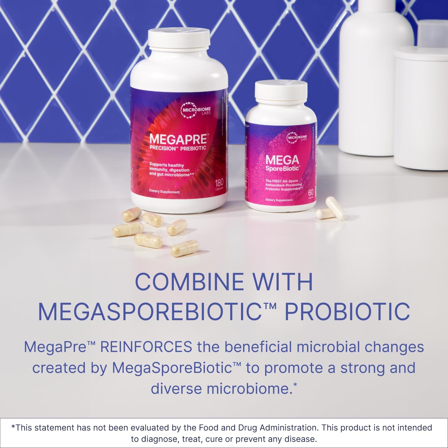Microbiome Labs MegaPre Prebiotic Fiber Supplement in Vegetable Capsules - Prebiotic Supplement with Clinically Tested Oligosaccharides - Support Microbial Diversity & Gut Health (180 Capsules) - Nirvana Guru