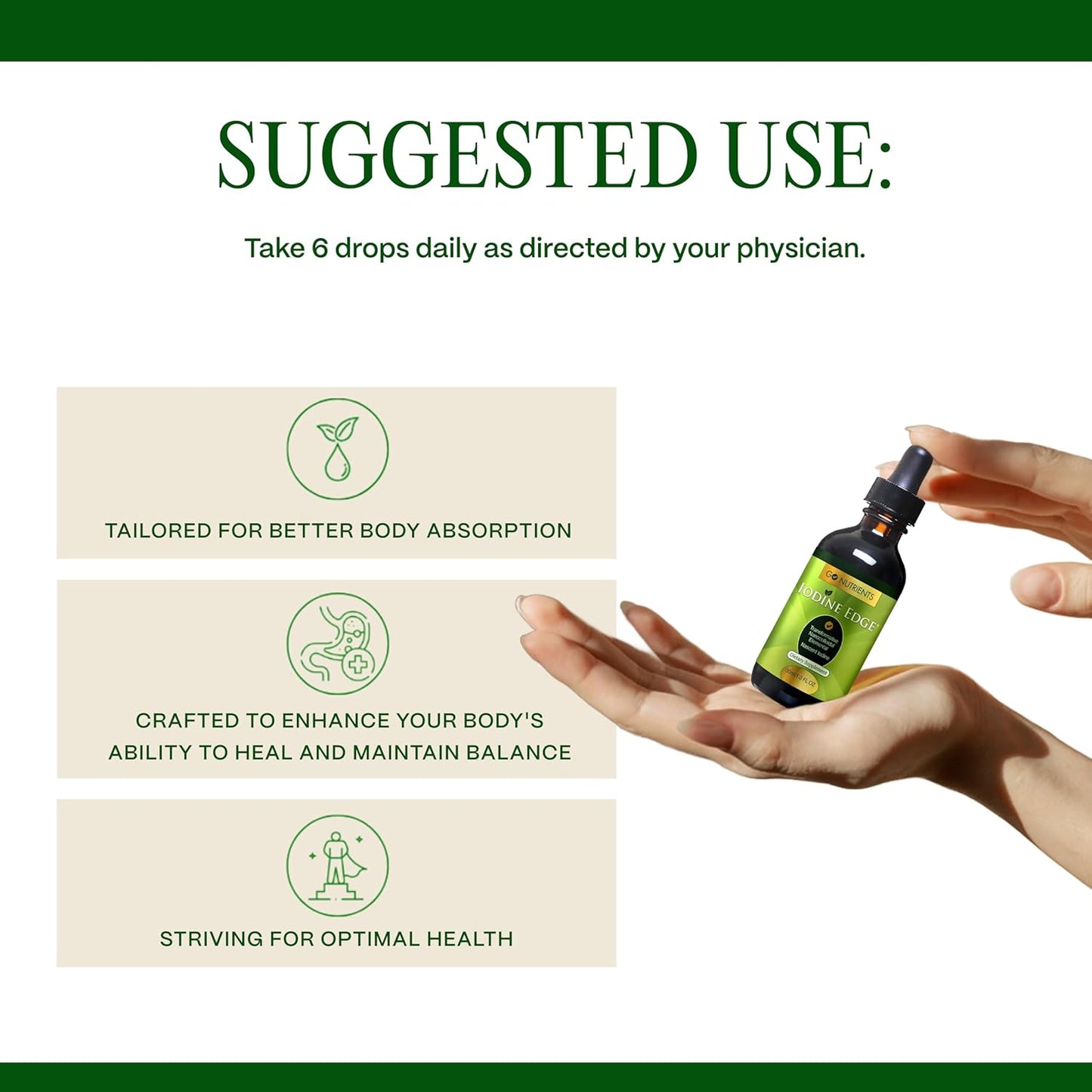 Go Nutrients Iodine Edge – Organic Nascent Iodine Liquid Supplement for Thyroid Support, Energy, Immune & Cognitive Health – High Absorption Drops - Natural Tincture for Women & Men – 1 oz Nirvana Guru