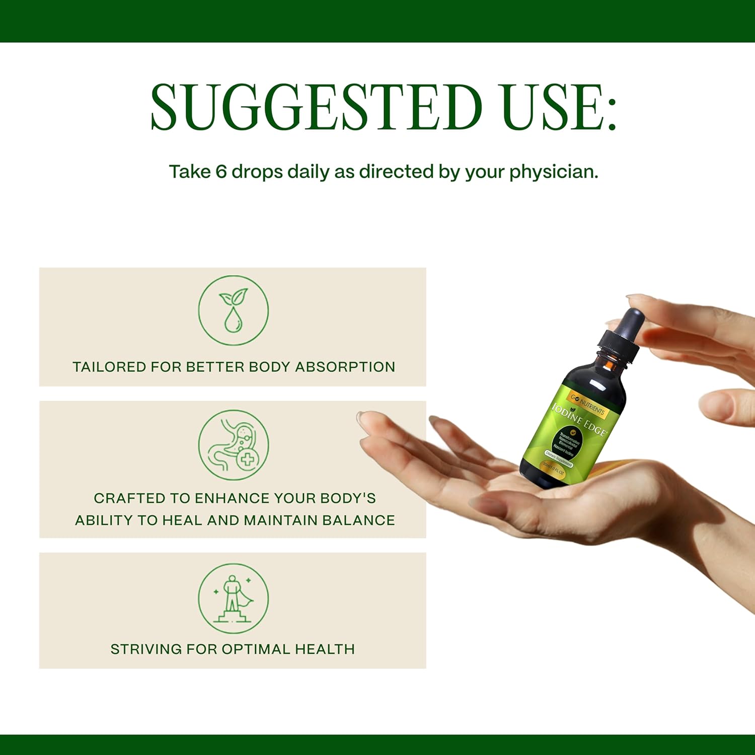 Go Nutrients Iodine Edge – Organic Nascent Iodine Liquid Supplement for Thyroid Support, Energy, Immune & Cognitive Health – High Absorption Drops - Natural Tincture for Women & Men – 1 oz Nirvana Guru