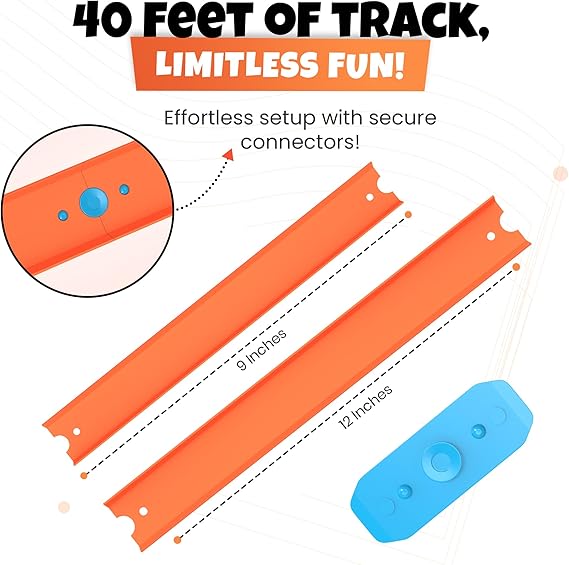 Replacement Track Set Building Pieces for Hot Wheels Toy Cars 86-Piece Straight Track Set, Connectors Included, 40 Feet of Track nirvanaguru