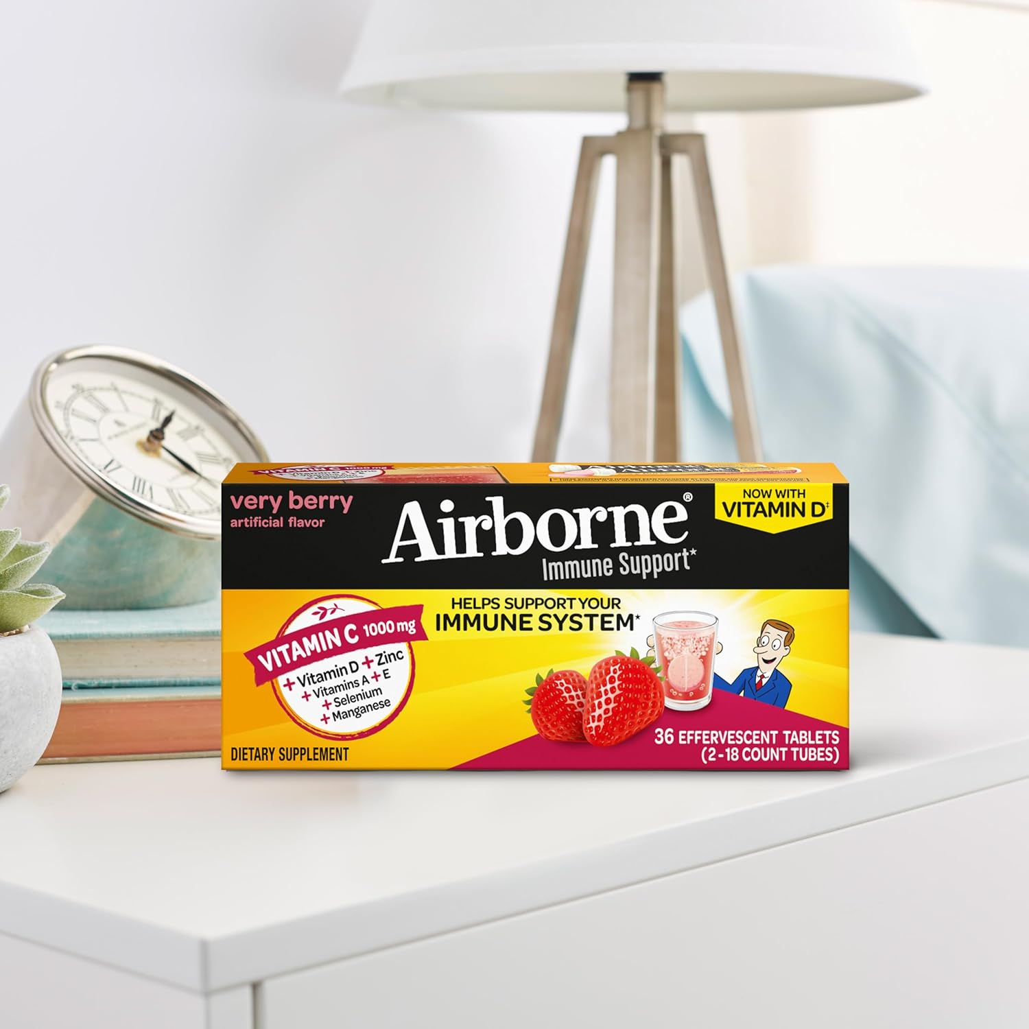 Airborne 1000mg Vitamin C + Zinc Sugar Free Multivitamin Immune Support Effervescent Fizzy Drink Tablets, Zesty Orange Flavor with Powerful Antioxidants Vitamins A C & E, 30 Tablets (3 Pack) Nirvana Guru