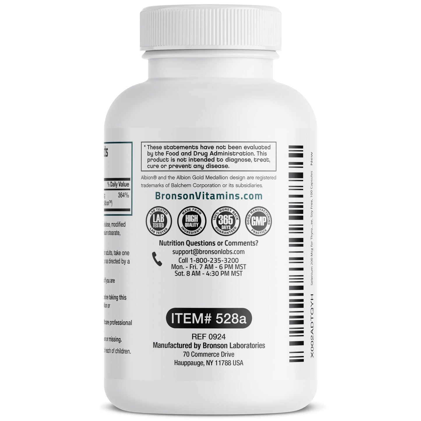 Bronson Selenium 200 mcg – Yeast Free Chelated Amino Acid Complex - Essential Trace Mineral with Superior Absorption, 250 Vegetarian Capsules Nirvana Guru