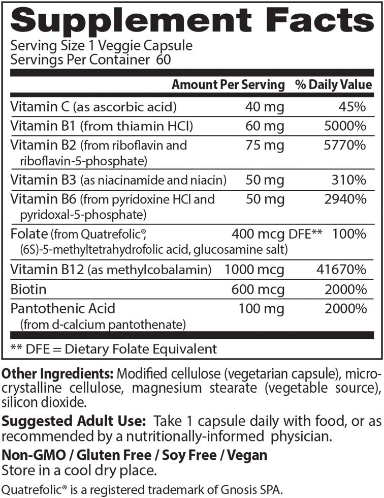 Doctor's Best Fully Active B Complex, Energy & Cellular Support, Non-GMO, Gluten Free, Soy Free, Vegan 60 Veggie Caps - Nirvana Guru