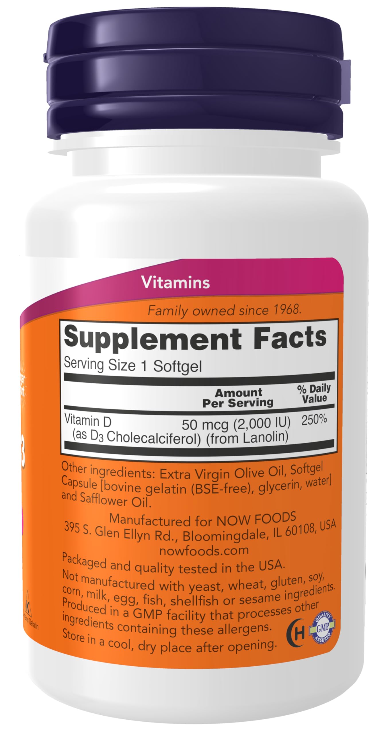 NOW Foods Supplements, Vitamin D-3 2,000 IU, High Potency, Structural Support*, 240 Softgels - Nirvana Guru