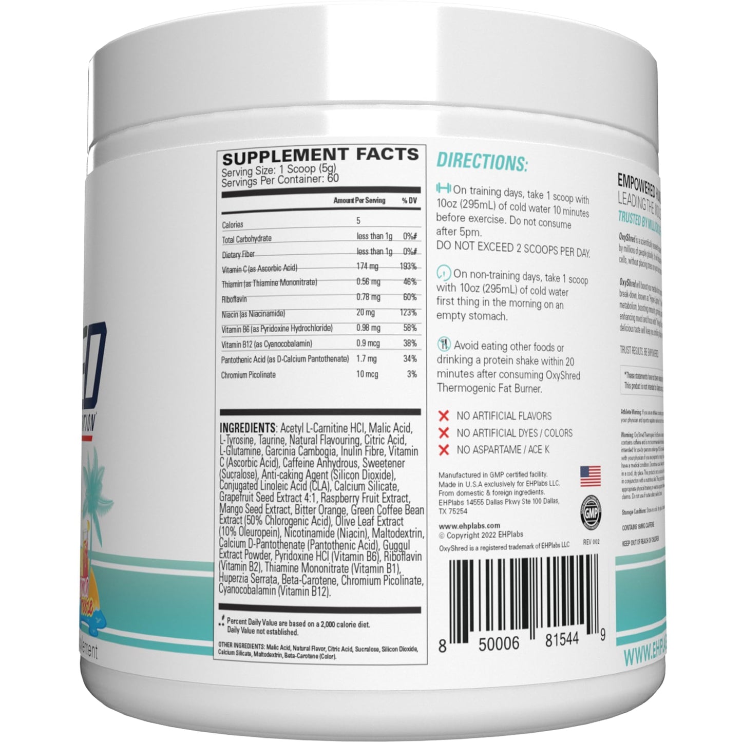 EHP Labs OxyShred Pre Workout Powder - Preworkout Powder with L Glutamine & Acetyl L Carnitine, Energy Boost Drink - Mango, 60 Servings Nirvana Guru