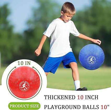 10 Inch Dodgeball Balls Playground Ball Kickball, Dodge Balls for Kids, Kickballs Handball for Indoor Outdoor Games Four Square Balls, Includes Pump nirvanaguru