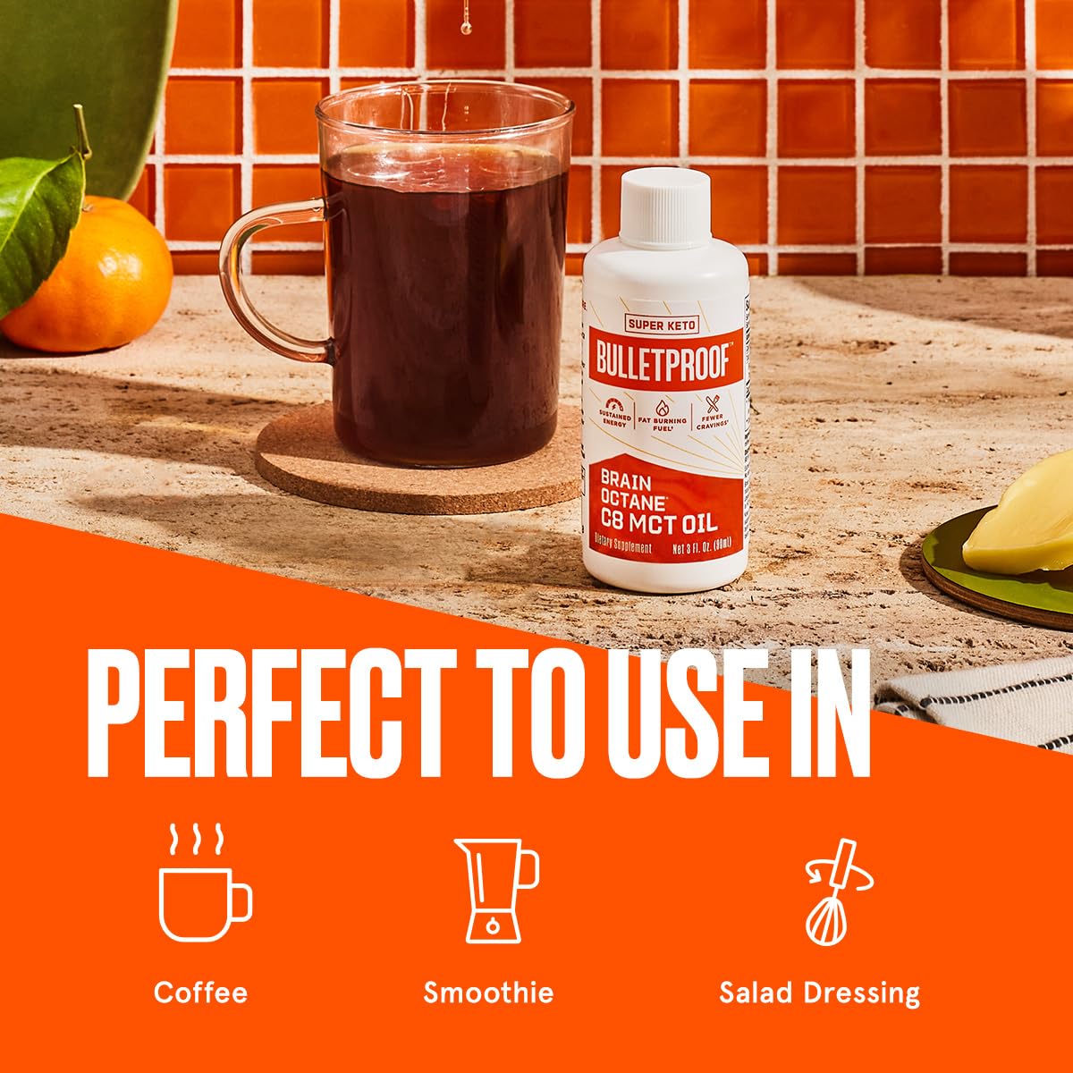 Bulletproof Coconut Brain Octane C8 MCT Oil, 16 Ounces, Premium Keto Supplement for Sustained Energy and Fewer Cravings, Brain and Body Fuel, Unflavored, Add to Coffee and Smoothies