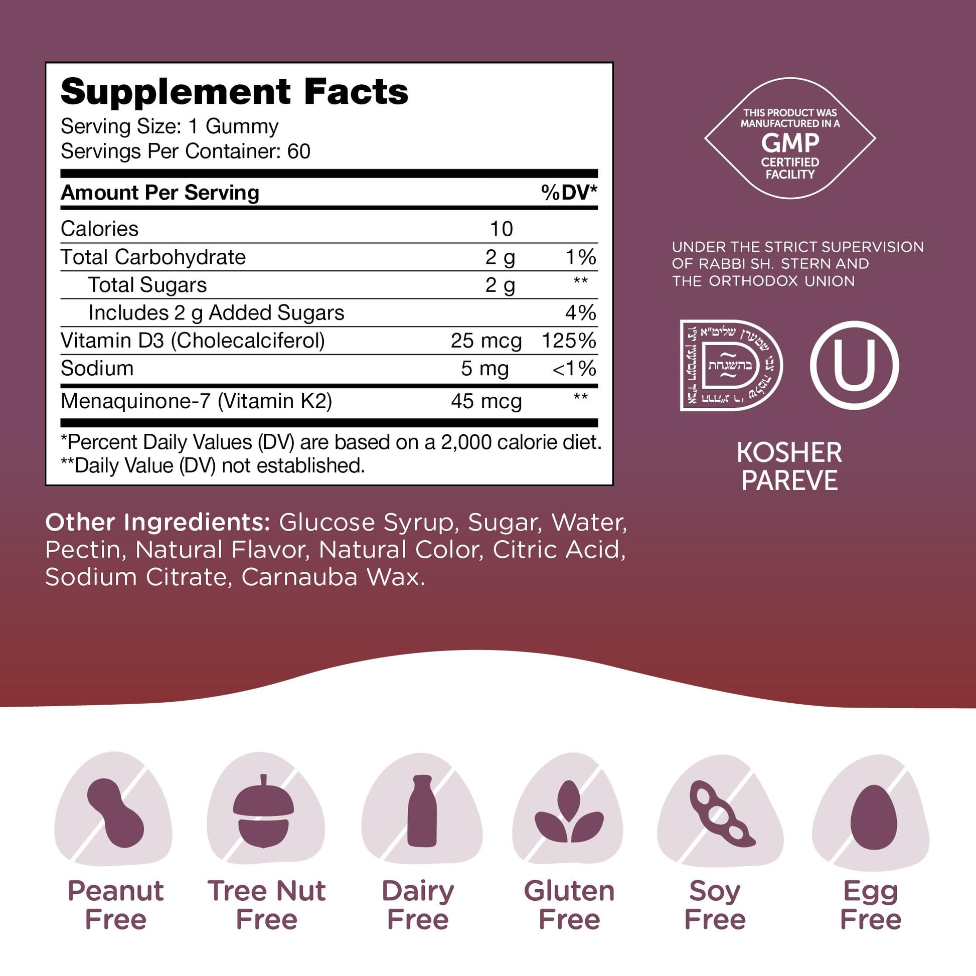 Zahler Chapter One Vitamin D3 K2 Gummies, Contains 1000IU of Vitamin D3 and 45MCG of Vitamin K2, D3 & K2 Gummy Supplement, Kosher, 60 Gummies - Nirvana Guru