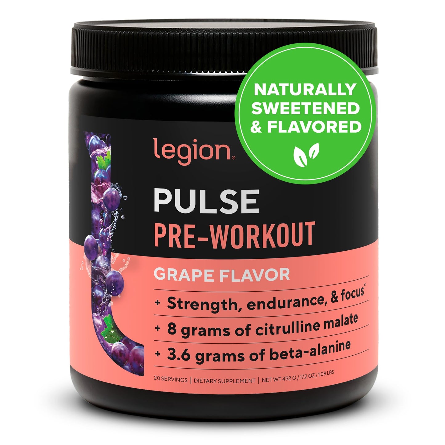 LEGION Pulse Pre Workout Supplement - All Natural Nitric Oxide Preworkout Drink to Boost Energy, Creatine Free, Naturally Sweetened, Beta Alanine, Citrulline, Alpha GPC (Fruit Punch) Nirvana Guru