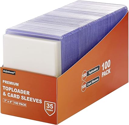 200 Card Sleeves Top Loaders for Cards, Arjiekwei 3"X4" Baseball Card Protectors Hard Plastic, Premium Toploaders Card Holder for Trading Sports Football Game Cards(100 Top Loaders + 100 Card Sleeves) nirvanaguru
