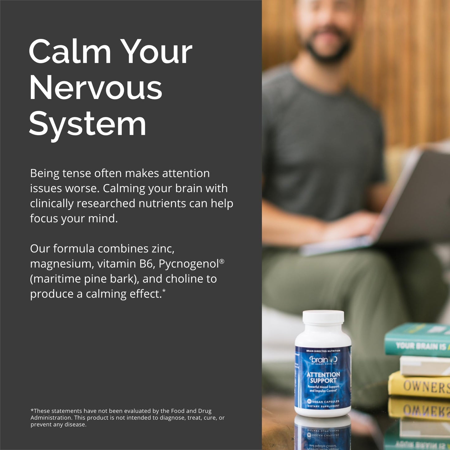 BRAINMD Dr Amen Attention Support - 90 Capsules, Pack of 2 - Promotes Mental Focus & Impulse Control - Gluten Free - 60 Total Servings Nirvana Guru