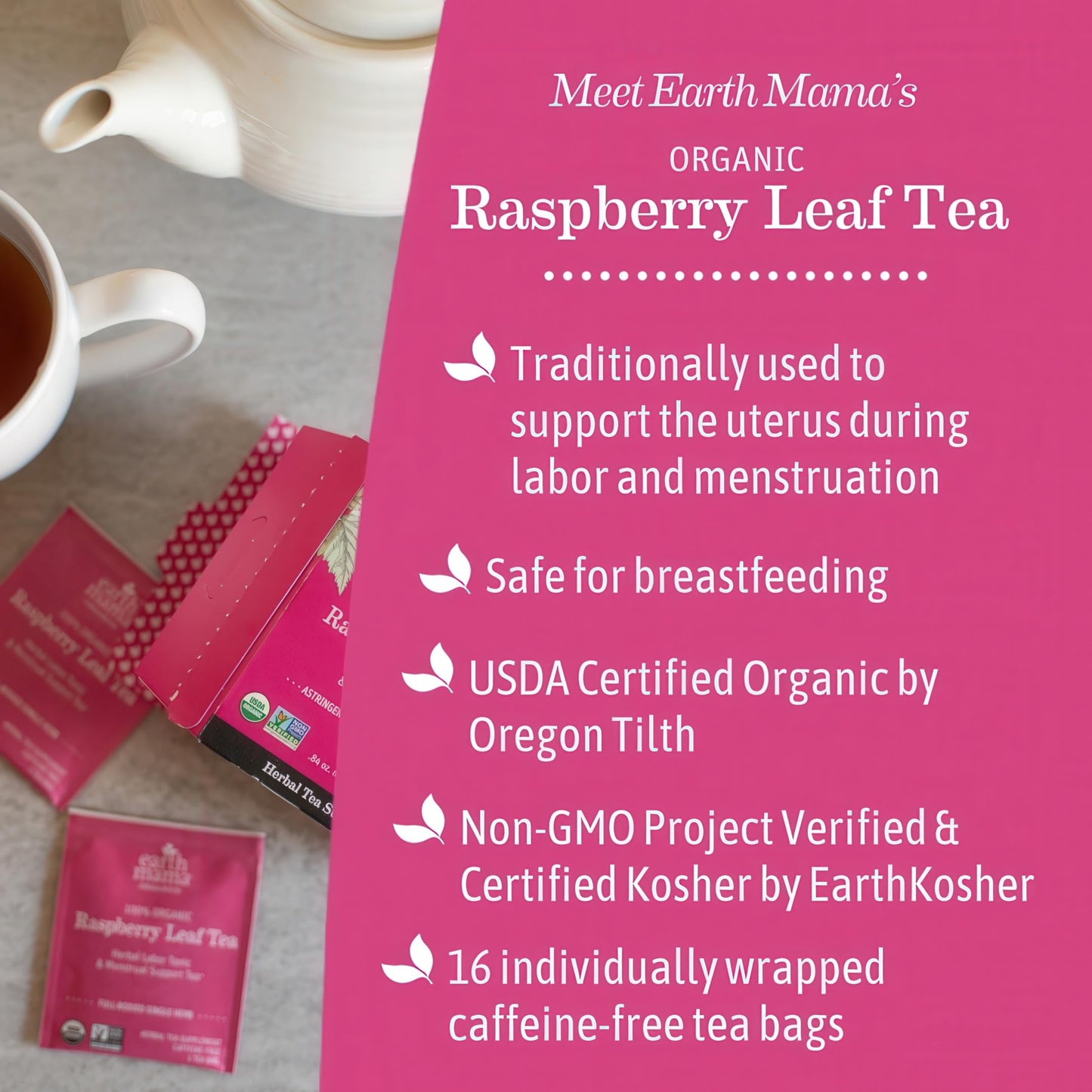Earth Mama Organic Third Trimester Tea Bags | 100% USDA Organic Herbal Tea for Late Pregnancy Comfort + Childbirth Preparation, 16 Teabags Per Box (2-Pack) Nirvana Guru