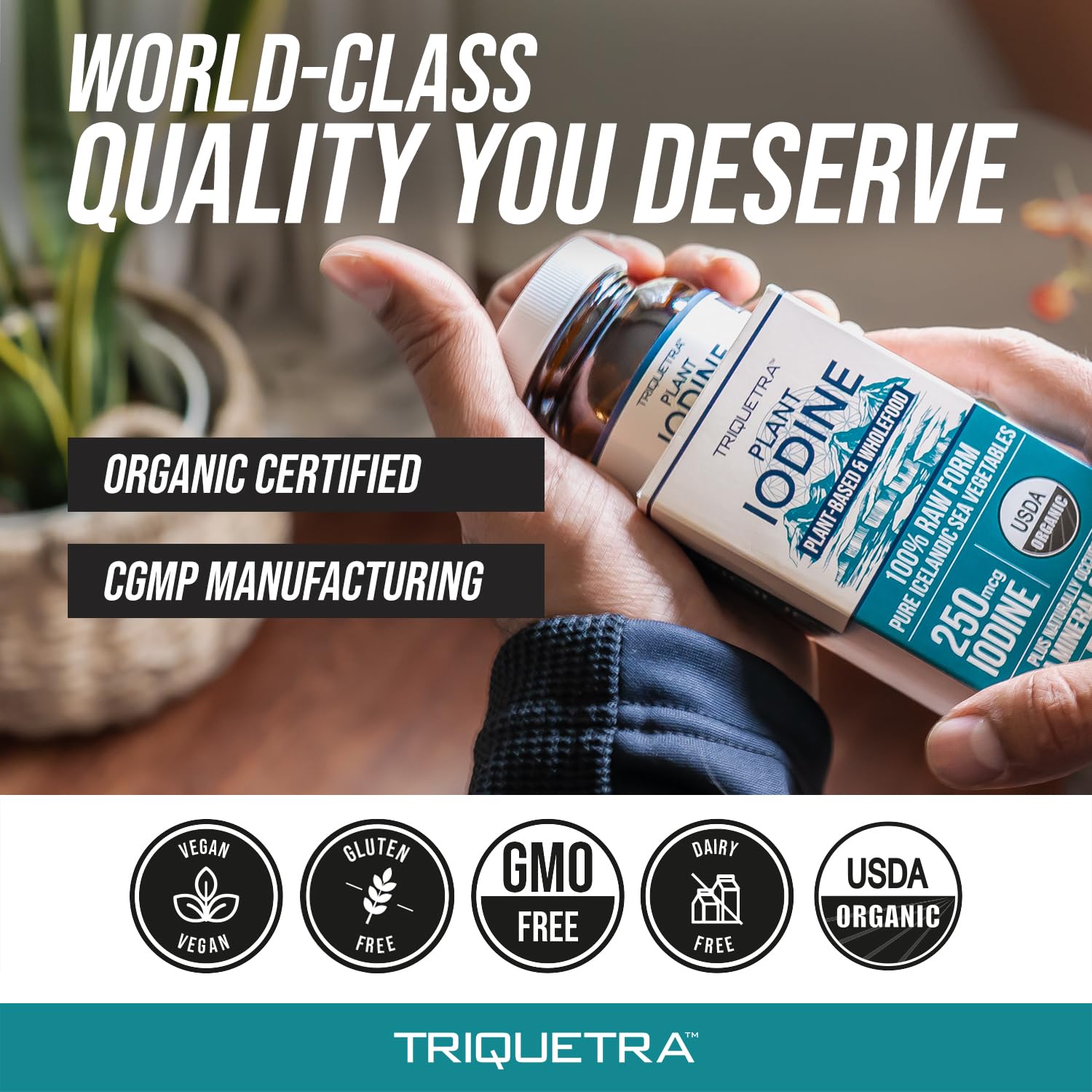 Organic Iodine Supplement from Sea Vegetable Complex, Whole Food & Raw Form - Iodine Plus Trace Mineral Complex – Contains Purest Icelandic Sea Kelp, Irish Moss & Bladderwrack (250 mcg) Nirvana Guru