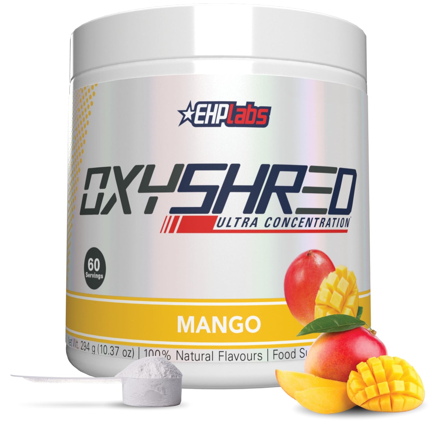 EHP Labs OxyShred Pre Workout Powder - Preworkout Powder with L Glutamine & Acetyl L Carnitine, Energy Boost Drink - Mango, 60 Servings Nirvana Guru