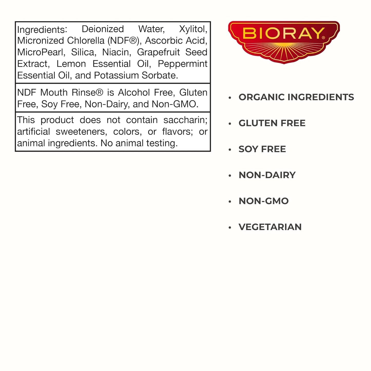 BIORAY Professional NDF Mouth Rinse - 4 fl oz - Alcohol-Free Formula, Safe for Use with Amalgam Fillings - Non-GMO, Vegetarian, Gluten Free Nirvana Guru