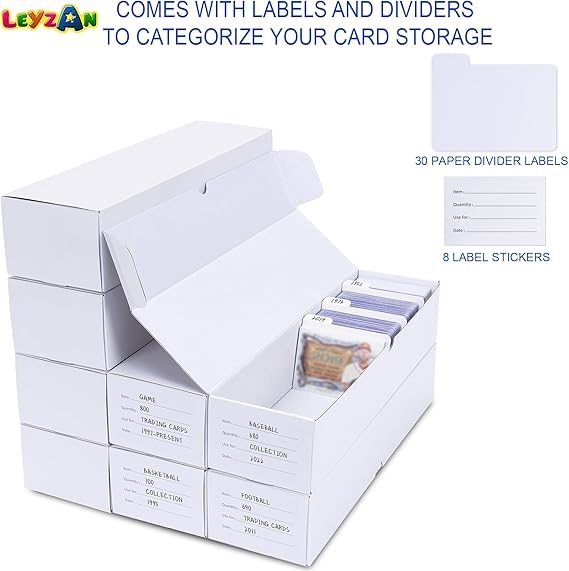 Trading-Card Storage Box, 8-Pack • 1000 Count Corrugated Cardboard Storage Box with dividers & labels for TCG/Magic/Mtg storage and Collection, 14.4 INCH Horizontal nirvanaguru