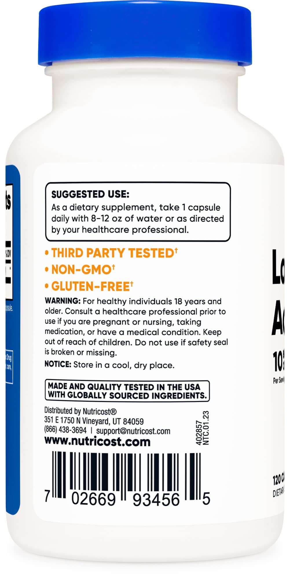 Nutricost Lactobacillus Acidophilus 10 Billion CFU, 120 Vegetarian Capsules - Nirvana Guru