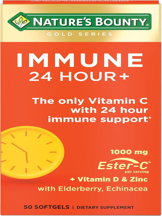 Nature's Bounty Immune 24 Hour +, The only Vitamin C with 24 Hour Immune Support from Ester C, Rapid Release Softgels, 50 Count Nirvana Guru