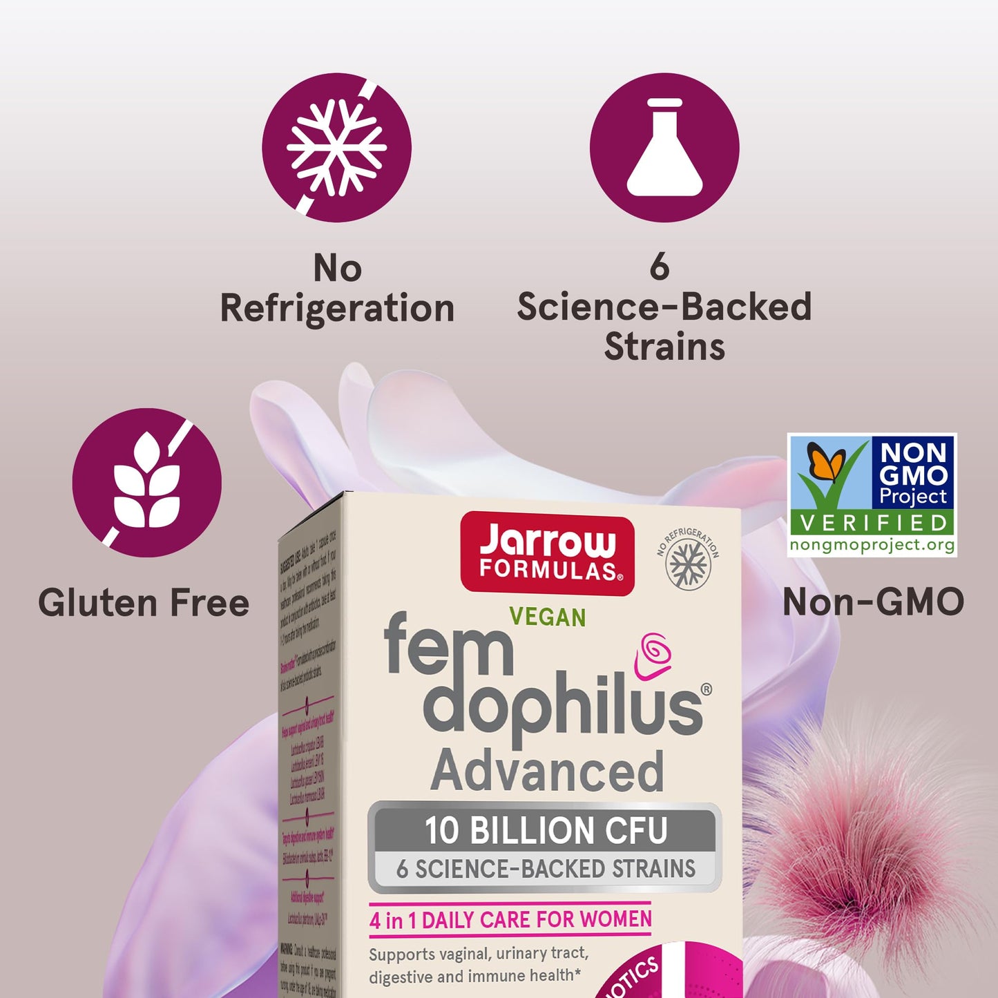 Jarrow Formulas Fem Dophilus Probiotics for Women - 10 Billion CFU, Female Vaginal Probiotics, Vaginal, Urinary Tract and Digestive Support, 30 Capsules - Nirvana Guru