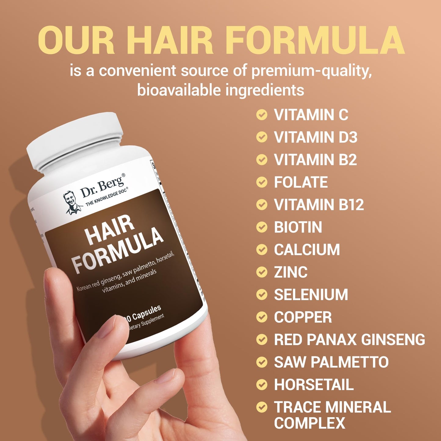 Dr. Berg All-in-One Vitamins for Hair, Skin, & Nails - Advanced Formula with Biotin, Saw Palmetto, DHT Blocker, & Trace Minerals - 90 Veg Capsules - Nirvana Guru