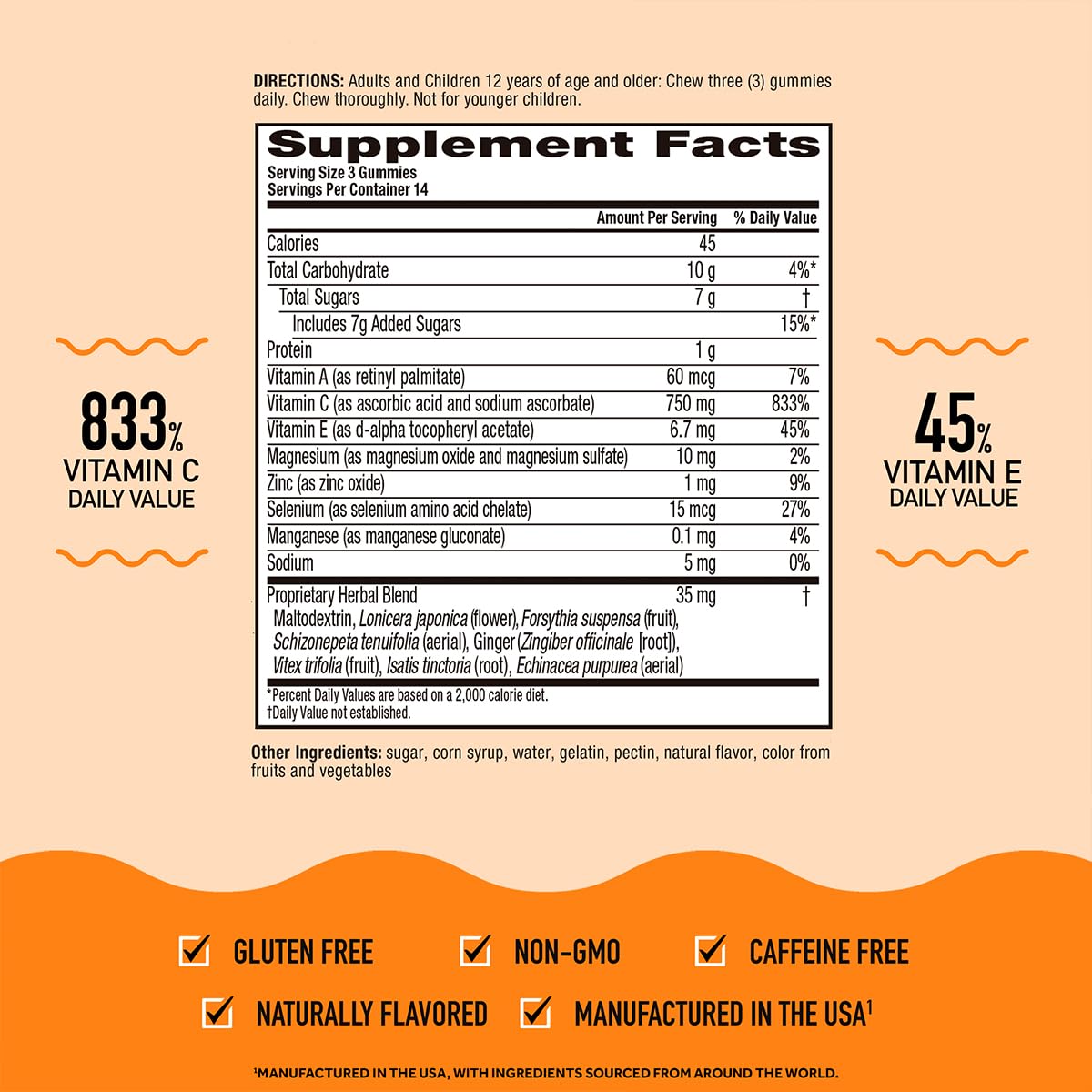 Airborne 750mg Vitamin C Immune Support Supplement Gummies for Adults, Zesty Orange Flavor, Gluten Free Crafted Blend with Powerful Antioxidants Vitamins C & E, 42 Gummies (2 Pack) Nirvana Guru