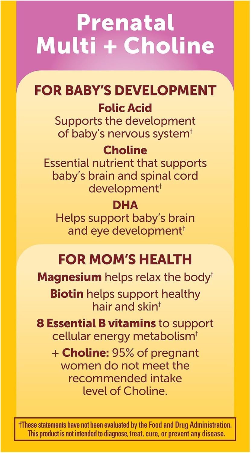 Nature Made Prenatal Vitamin Softgels + Choline Capsules, Folic Acid + DHA + Choline, 60 Prenatal Vitamins for Women, 60 Choline Supplements Capsules, 60 Day Supply - Nirvana Guru