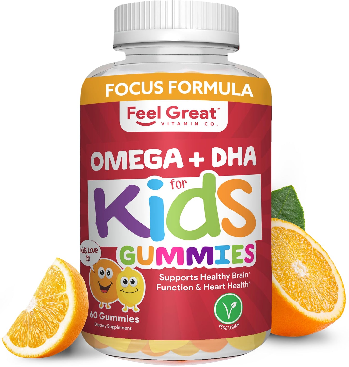 Feel Great Vitamin Co. Complete DHA Gummies for Kids | with Omega 3 6 9 + DHA, Vitamin C | Supports Healthy Brain Function, Vision & Heart Health | Gluten Free, Vegetarian | 60 Gummies Nirvana Guru