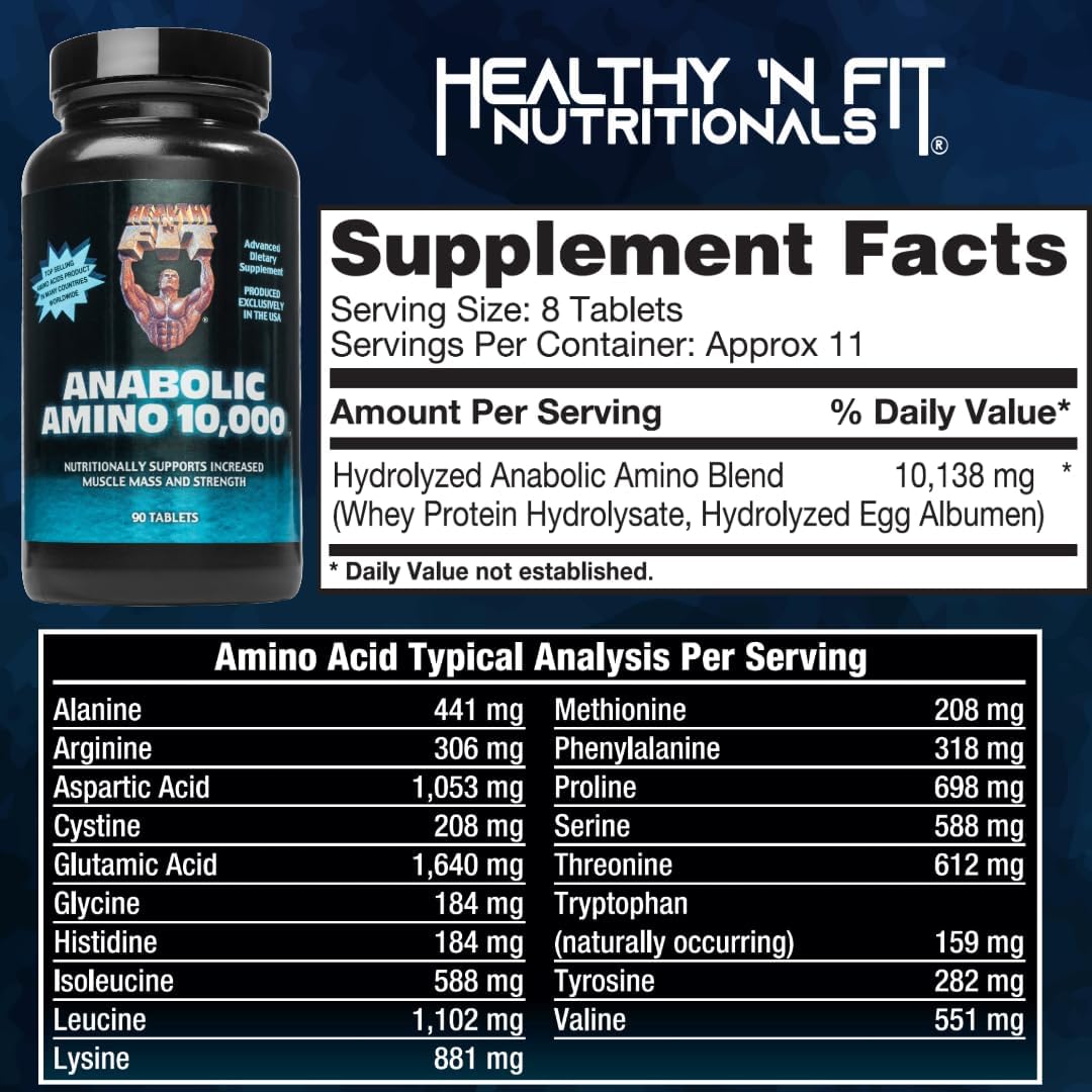 Healthy 'N Fit ANABOLIC Amino 10,000 90 Tablets, EAA & BCAA - 10,000 MGS Amino Acids per Serving Nirvana Guru