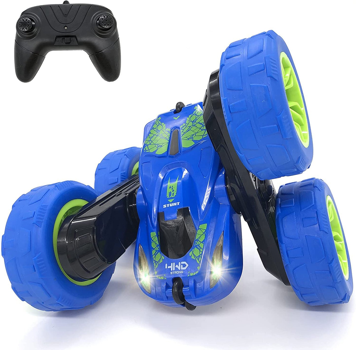 Threeking RC Stunt Cars Remote Control Car Double-Sided Driving 360-degree Flips Rotating Car Toy, Green Nirvana Guru