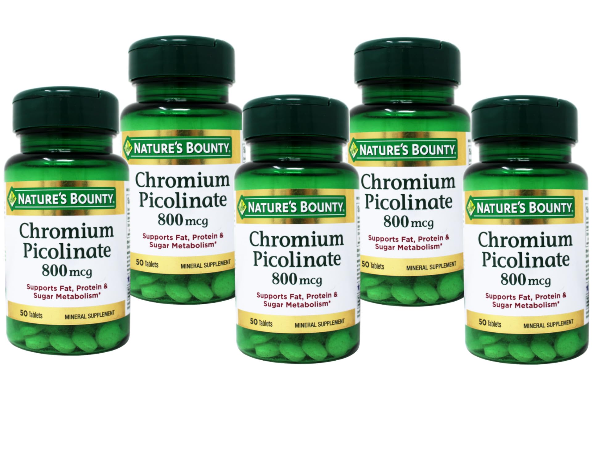 Nature's Bounty Chromium Picolinate, Supports Fat, Protein & Sugar Metabolism, Mineral Supplement, 800 mcg, 50 Tablets Nirvana Guru