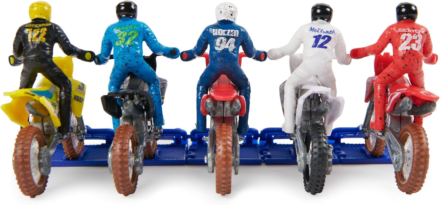 Supercross, Authentic 5-Pack of 1:24 Scale Die-Cast Motorcycles with Rider Figure, Toy Moto Bike for Kids and Collectors Ages 3 and up nirvanaguru