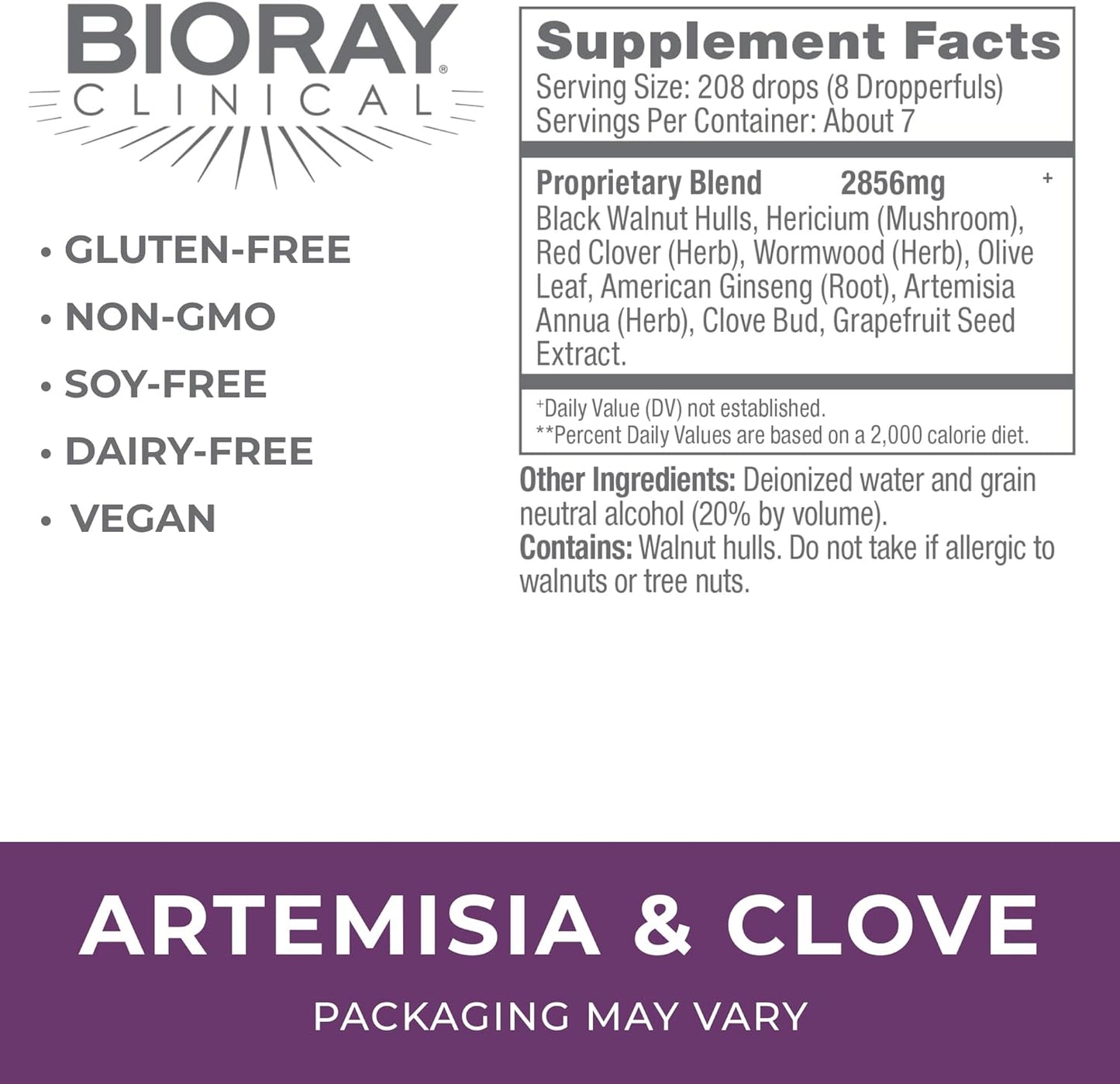 BIORAY Professional Artemisia & Clove - 2 fl oz - Unwanted Organism Removal with Medicinal Mushrooms - Non-GMO, Vegetarian, Gluten Free Nirvana Guru