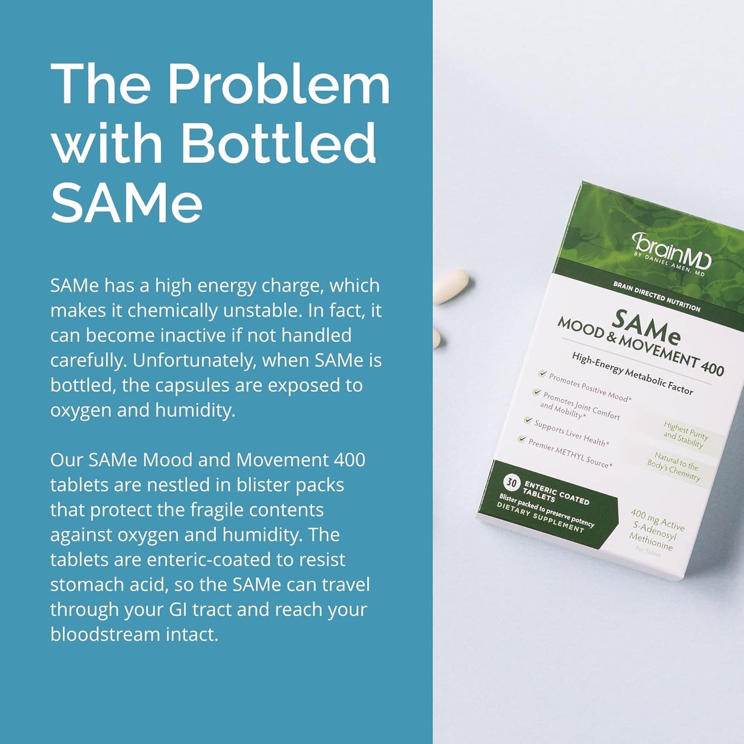 BRAINMD Dr Amen Same Mood & Movement 400-30 Tablets - Promotes Emotional Balance, Liver Health, Joint Comfort & Mobility - Gluten Free - 30 Servings Nirvana Guru