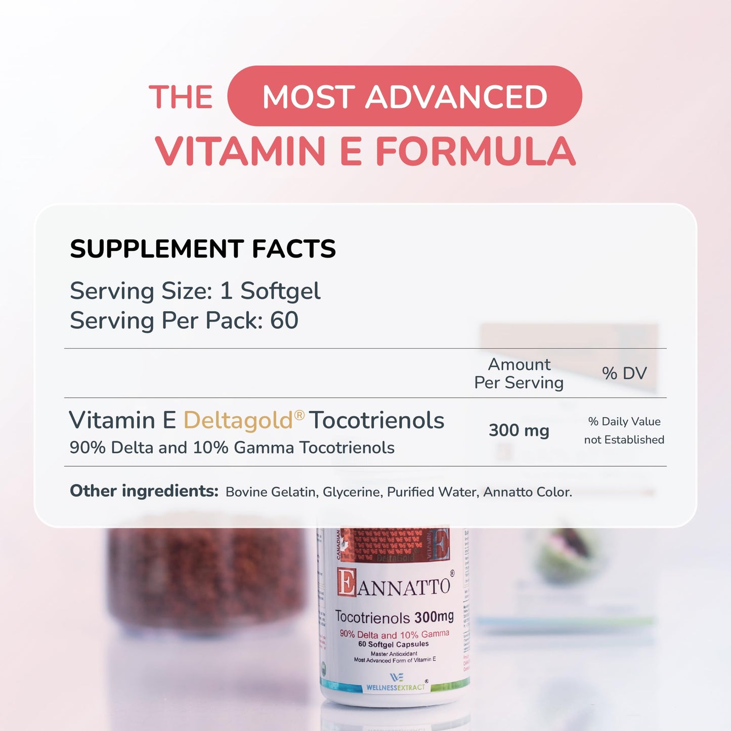 Eannatto Tocotrienols Vitamin E Supplements Tocopherol Free, Supports Immune Health, Non-GMO, Gluten Free & Antioxidant (125MG 60 Softgels) Nirvana Guru