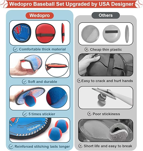 Toss and Catch Ball Game, Kids Toddler Baseball Glove & Catch Ball Toys, Kids Outdoor Games for Family, Toys for Beach Pool Yard Outside, Birthday Gift for Ages 3 4 5 6 7 8-12 Year Old Boys Girls nirvanaguru