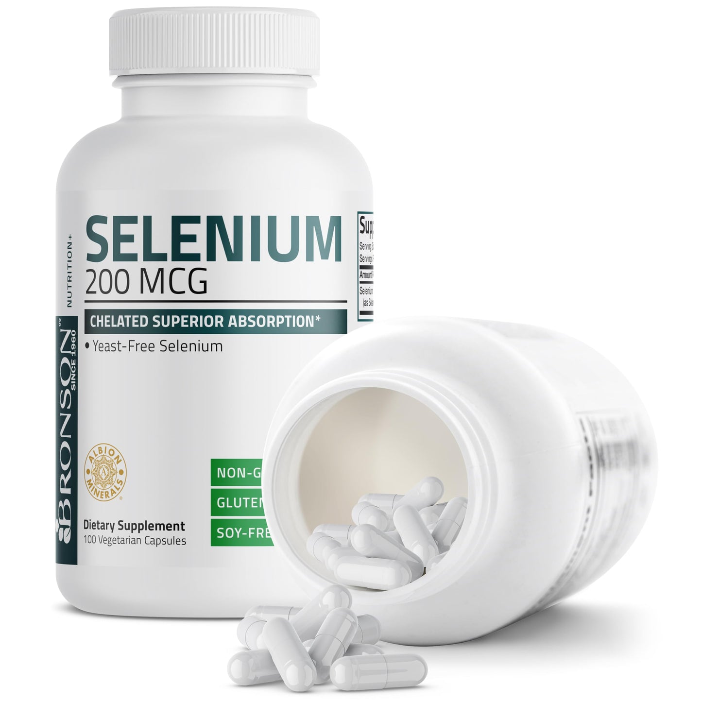 Bronson Selenium 200 mcg – Yeast Free Chelated Amino Acid Complex - Essential Trace Mineral with Superior Absorption, 250 Vegetarian Capsules Nirvana Guru