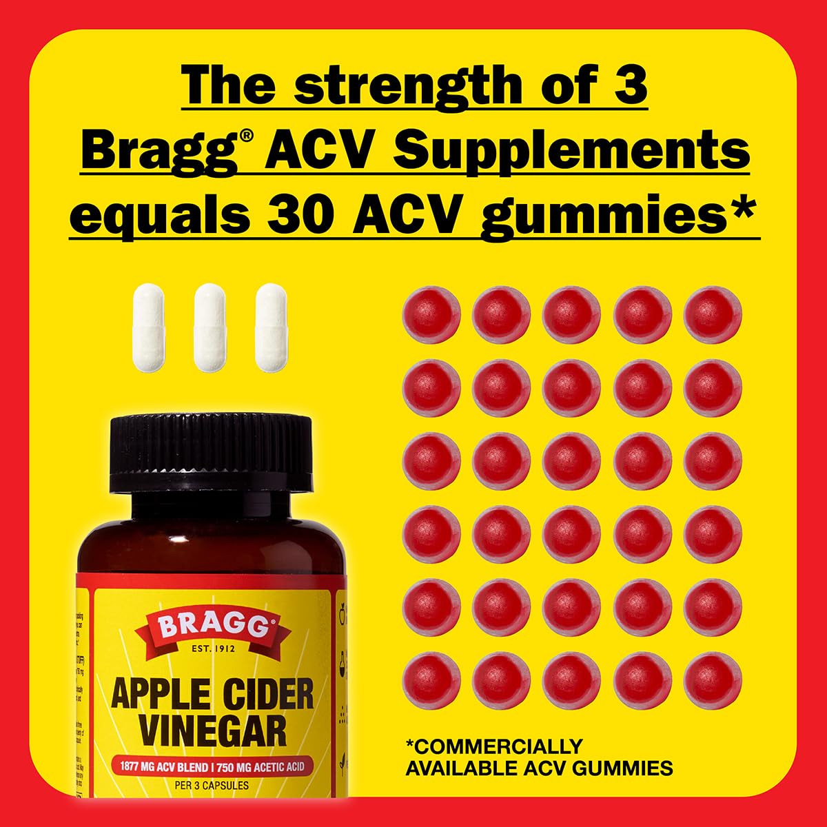 Bragg Apple Cider Vinegar Capsules with Vitamin D and Zinc - 90 Capsules - Supports The Immune System - Nirvana Guru