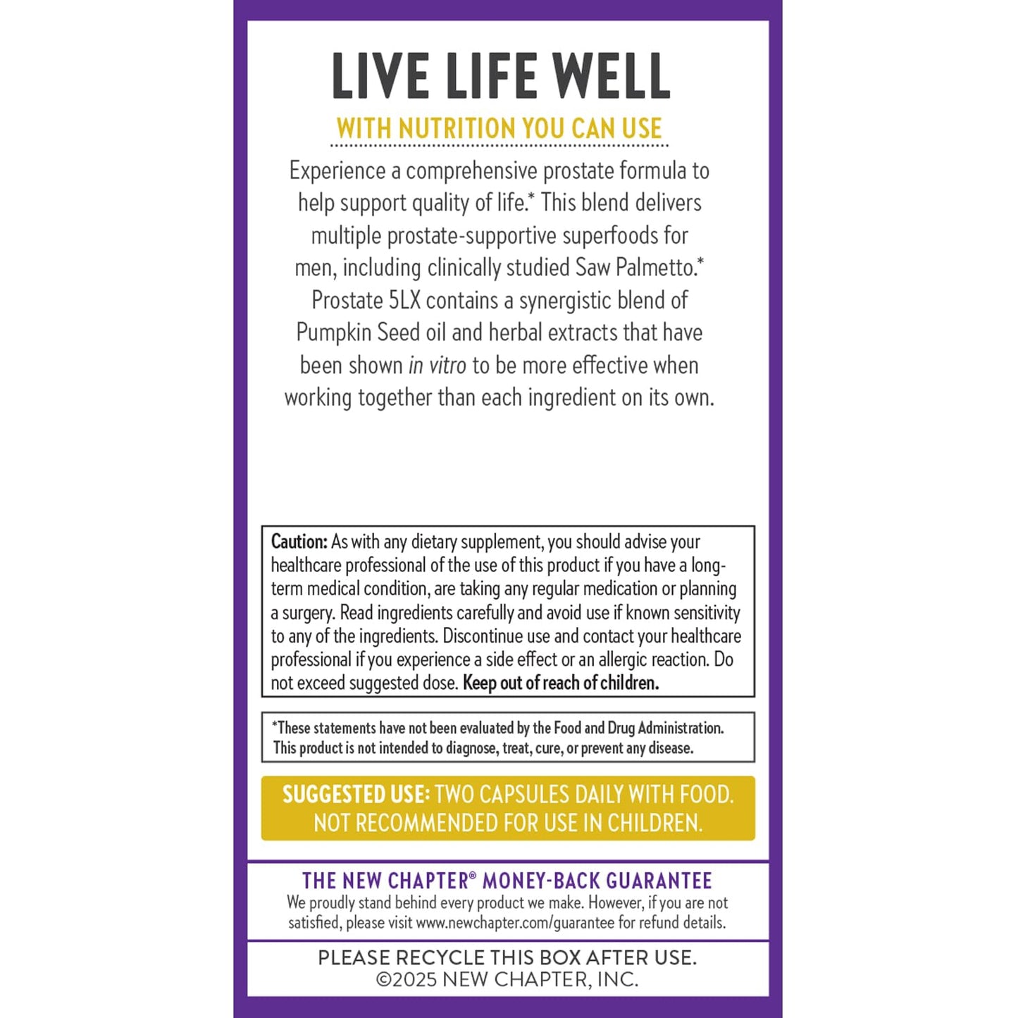 New Chapter Prostate Supplement - Prostate 5LX™ with Clinical Strength Saw Palmetto + Fermented Selenium for Men’s Wellness - 180 ct Vegetarian Capsule - Nirvana Guru